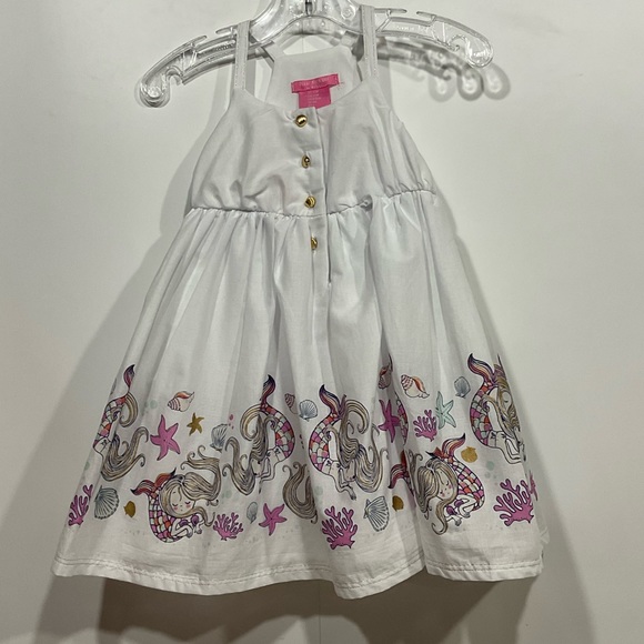 Isaac Mizrahi White Mermaid Hem sundress; sleeveless w/faux gold front button up - Picture 1 of 11